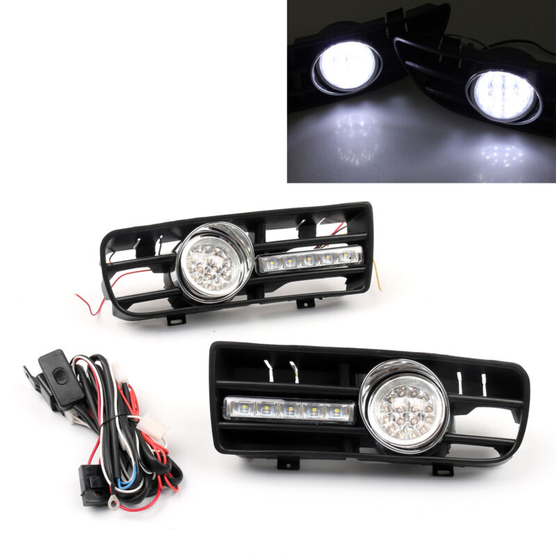 2x Nebelscheinwerfer 5 LED Frontstoßstange Grill DRL Lampe für 99–04 VW Golf MK4 GTI TDI