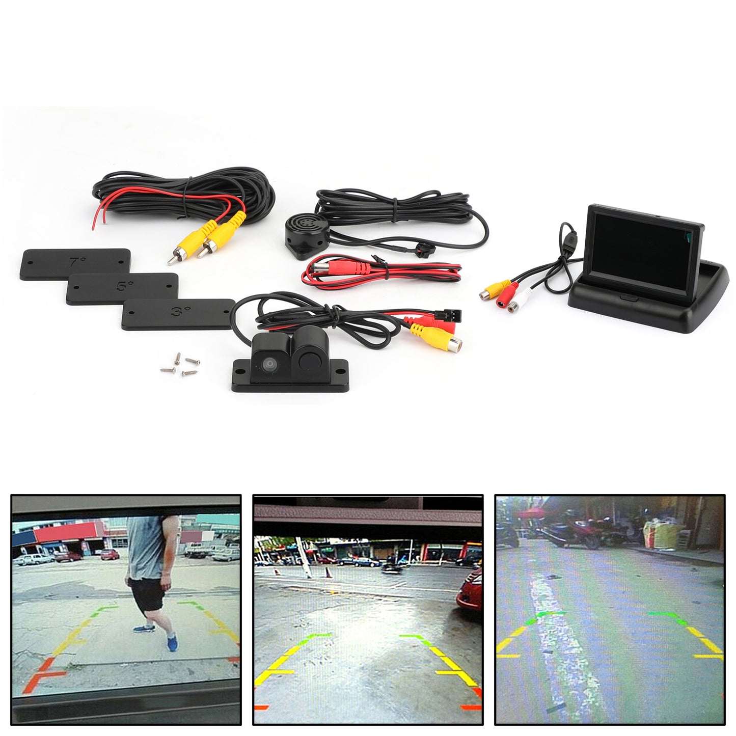 Car Parking Sensor Radar Beeper Rückfahrkamera Autokamera + 4.3" LCD Mirror Kit