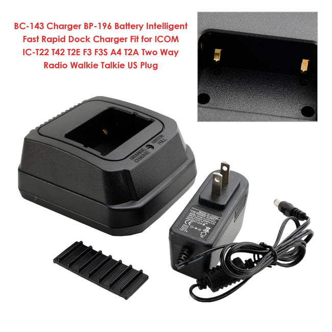 BC-143 Ladeger?t BP-196 Akku Schnellladestation für ICOM IC-T22 T42 T2E F3 US-Stecker