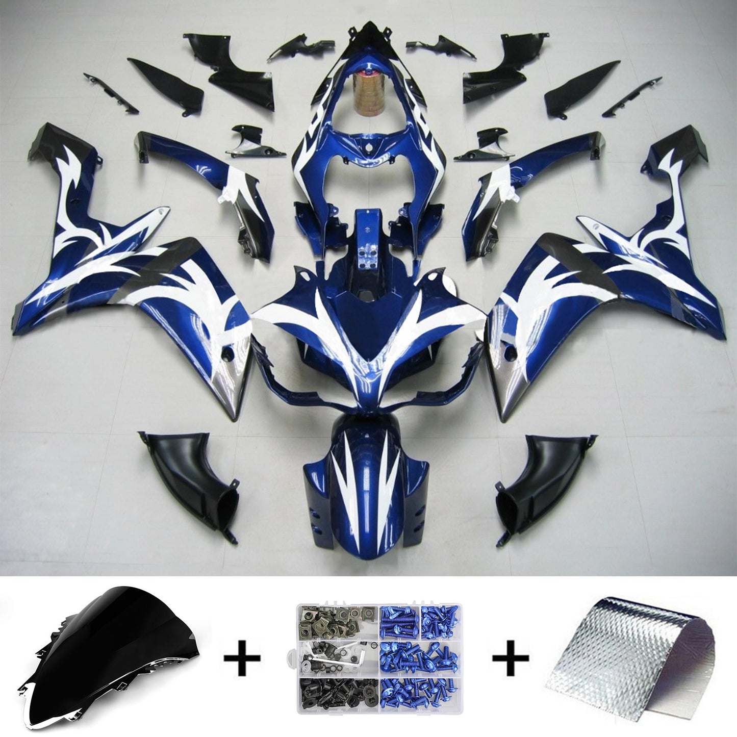 Amotopart Yamaha 2007-2008 YZF 1000 R1 Blue White Abzugskit