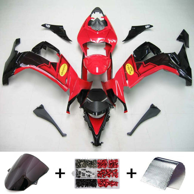 Amotopart Kawasaki ZX10R 2008-2010 Rotes Schwarzverkleidungskit