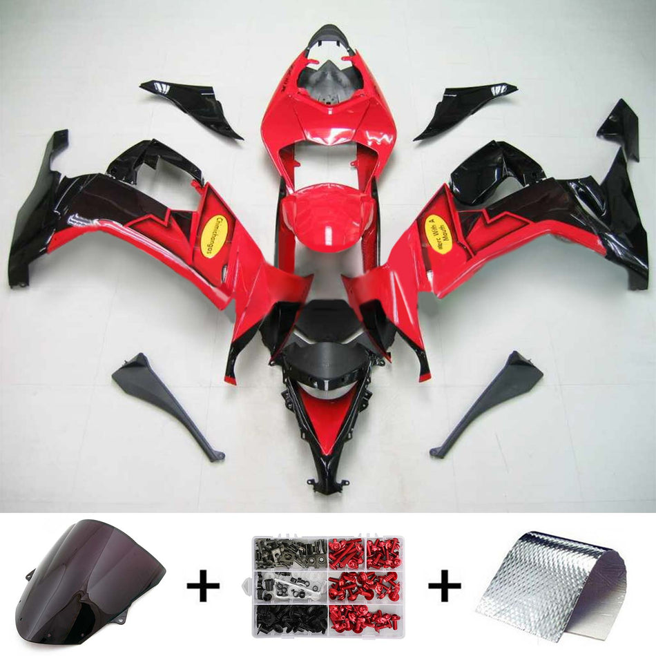 Amotopart Kawasaki ZX10R 2008-2010 Kit de carénage rouge noir