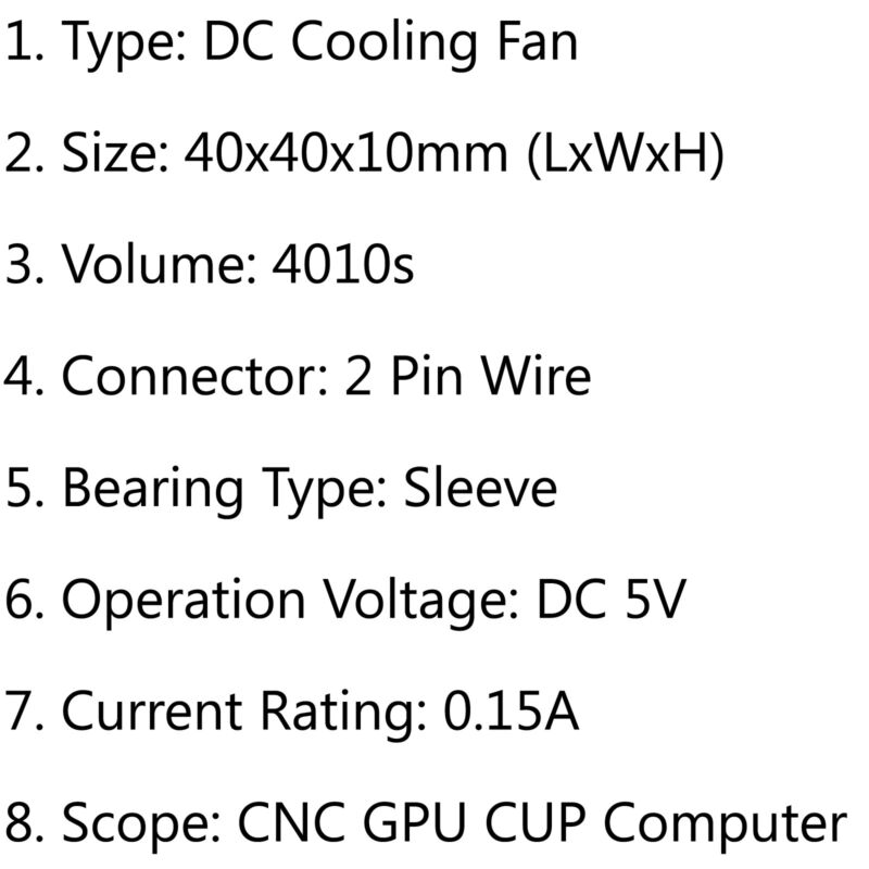 4010s DC GE Fan Cooler 0.15A Pin 40x40x10mm Case Fan 2 Brushless 5V