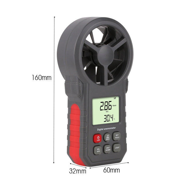 LCD Digital Anemometer Thermometer Luftdurchflussmesser Windgeschwindigkeitsmesser 0-30M/s