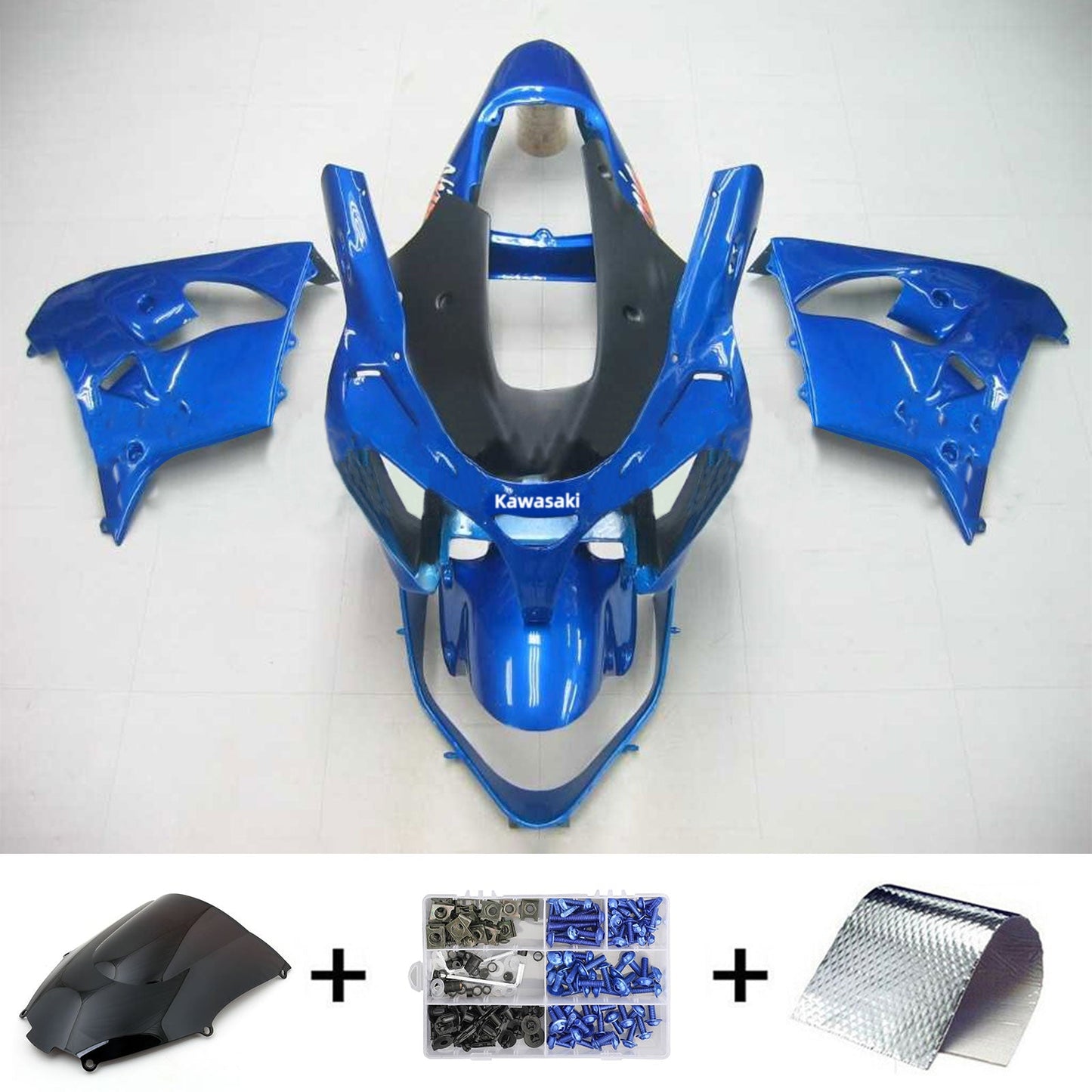 Amotopart Kawasaki 2002-2003 ZX9R Kit de carénage bleu