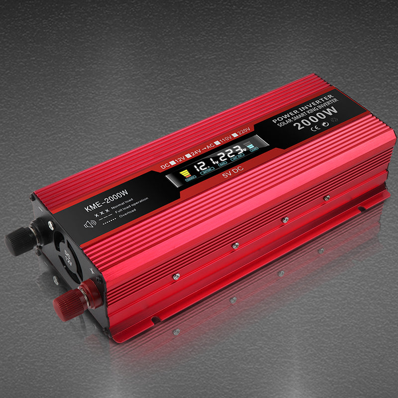Auto-Stromrichter-Inverter DC 12 V zu AC 220 V LCD 2000 W Transformator LED-Anzeige