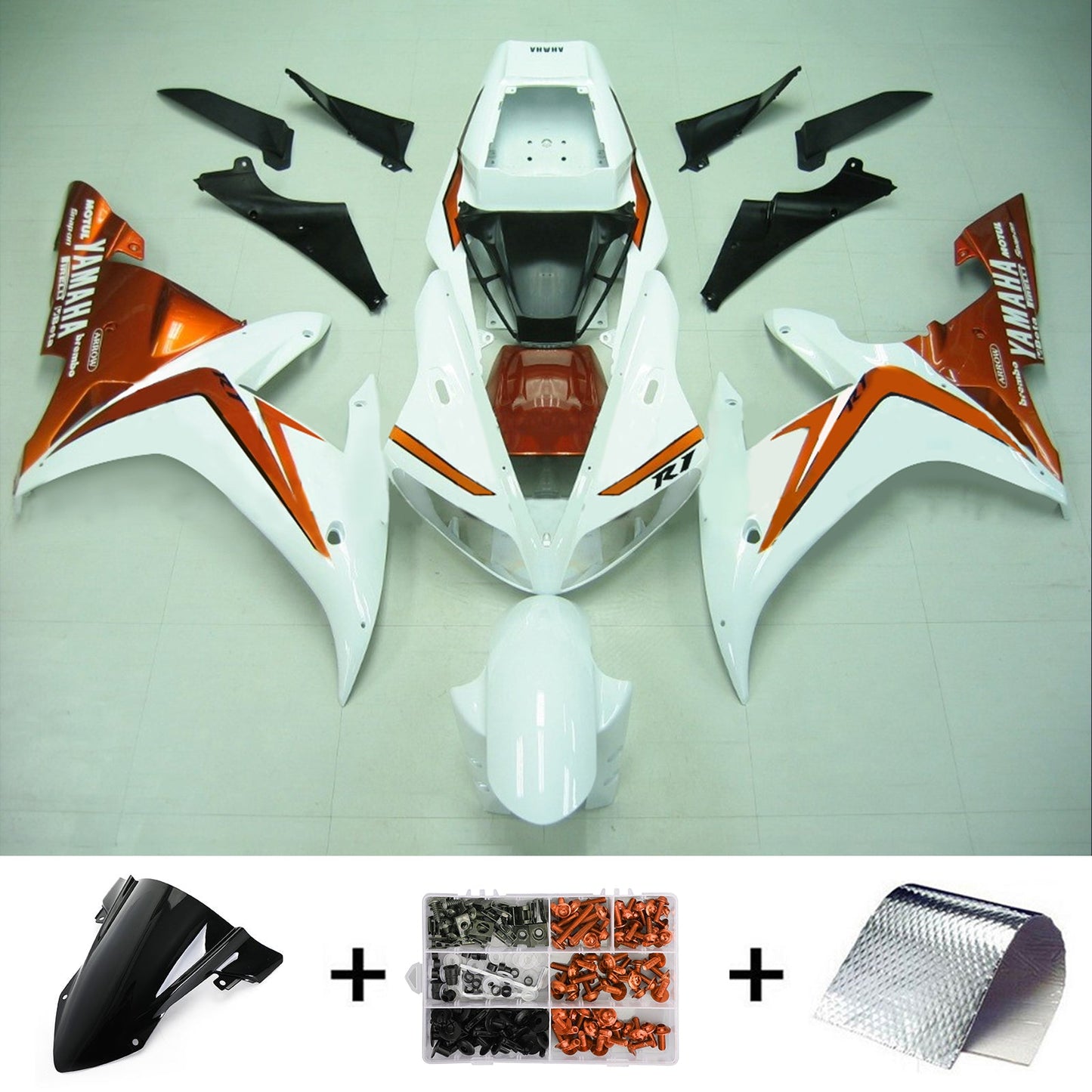 Amotopart Yamaha 2002-2003 YZF 1000 R1 Orange White Fearing Kit