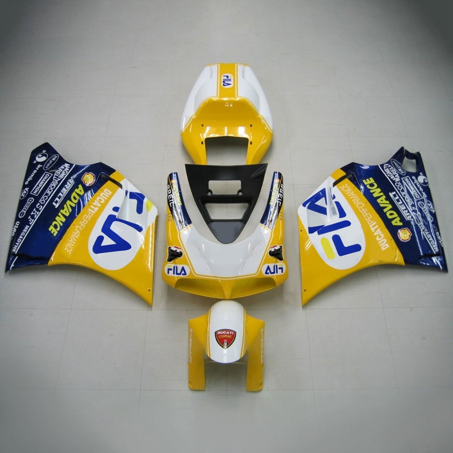 Amotopart Ducati 1996-2002 996/748 Kit carénage bleu jaune