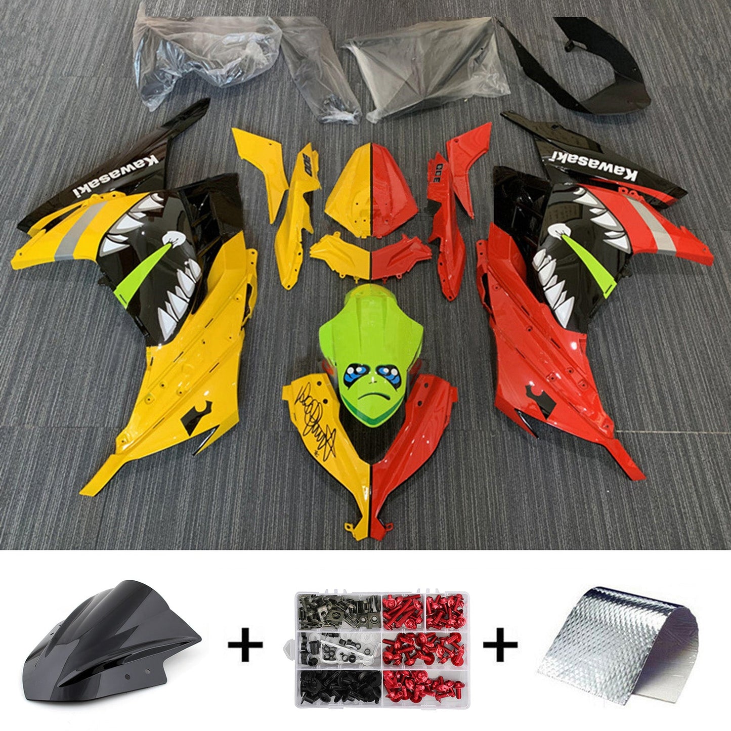 Amotopart Verkleidungsset für Kawasaki EX300/Ninja300 2013–2017, Karosserie, Kunststoff, ABS