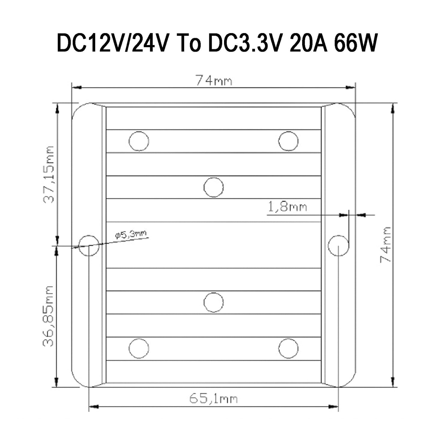 DC 12V/24V bis 3,3V 20A 66W Konverter Regler Netzteile Transformator