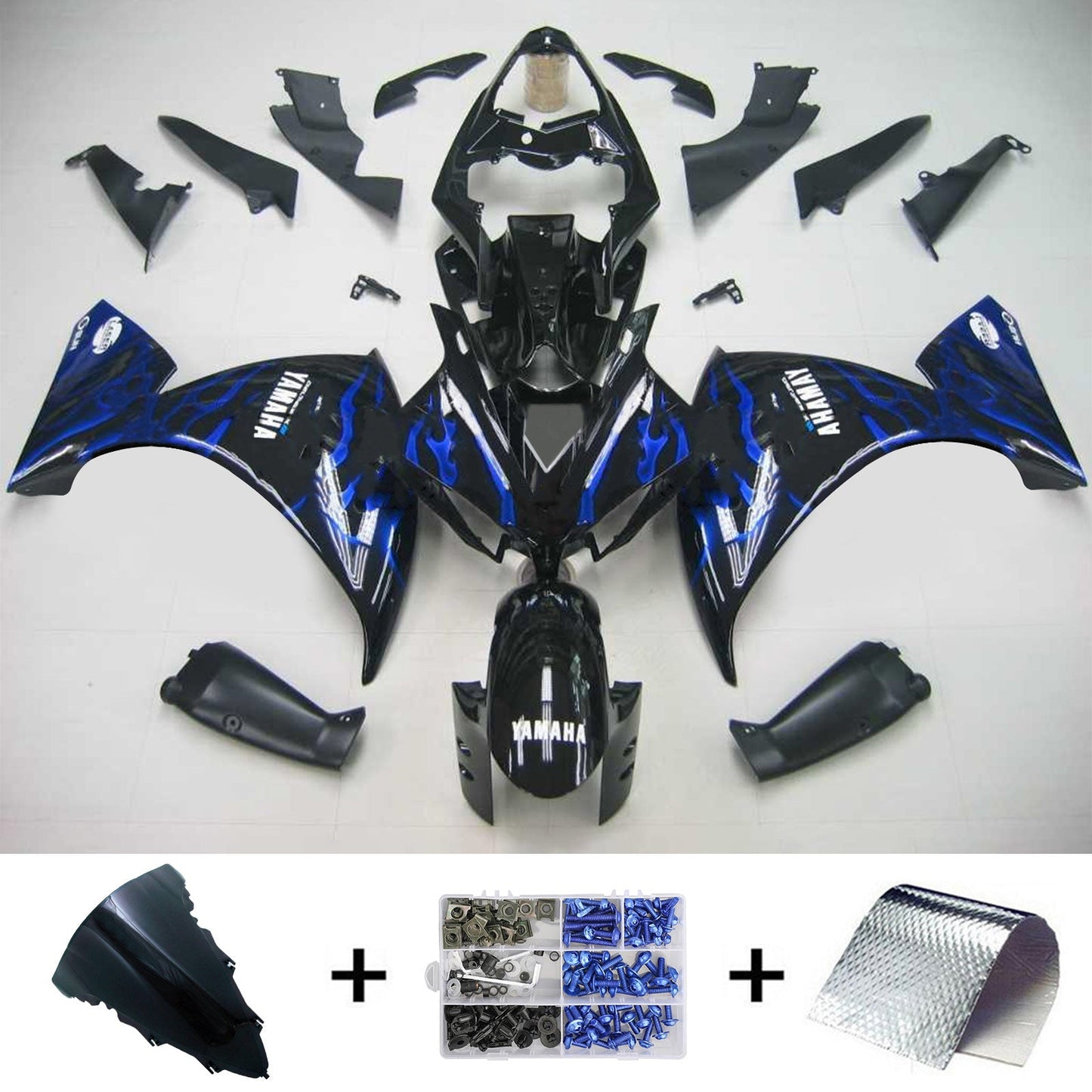 Amotopart Yamaha 2012-2014 YZF 1000 R1 Schwarzverkleidungskit