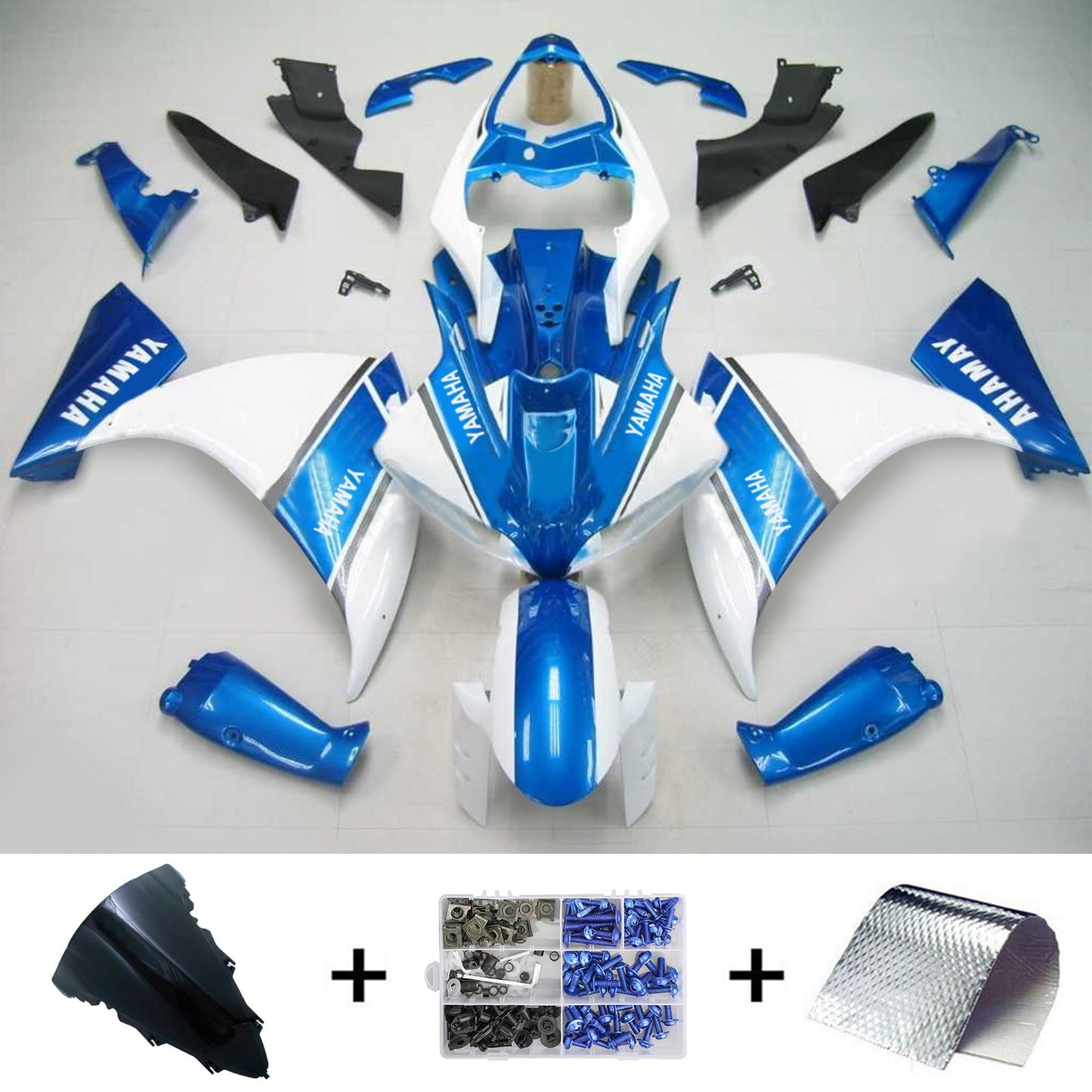 Amotopart Yamaha 2012-2014 YZF 1000 R1 Blue White Abzugskit