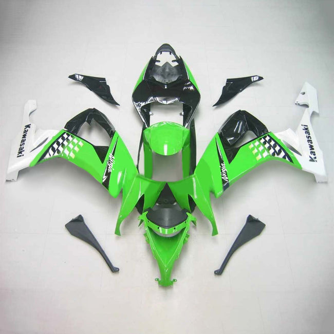 Amotopart Kawasaki ZX10R 2008-2010 Green White Fairing Kit