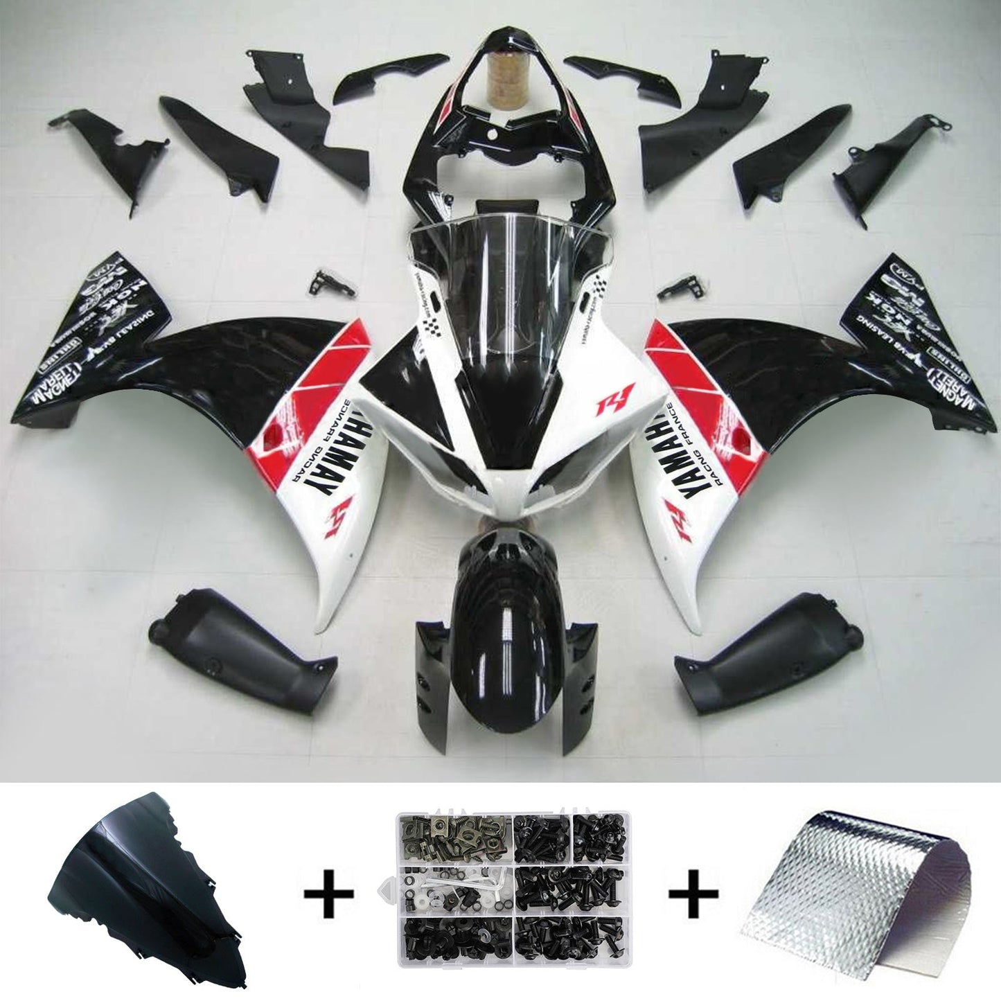 Amotopart Yamaha 2012-2014 YZF 1000 R1 White Black Fearing Kit