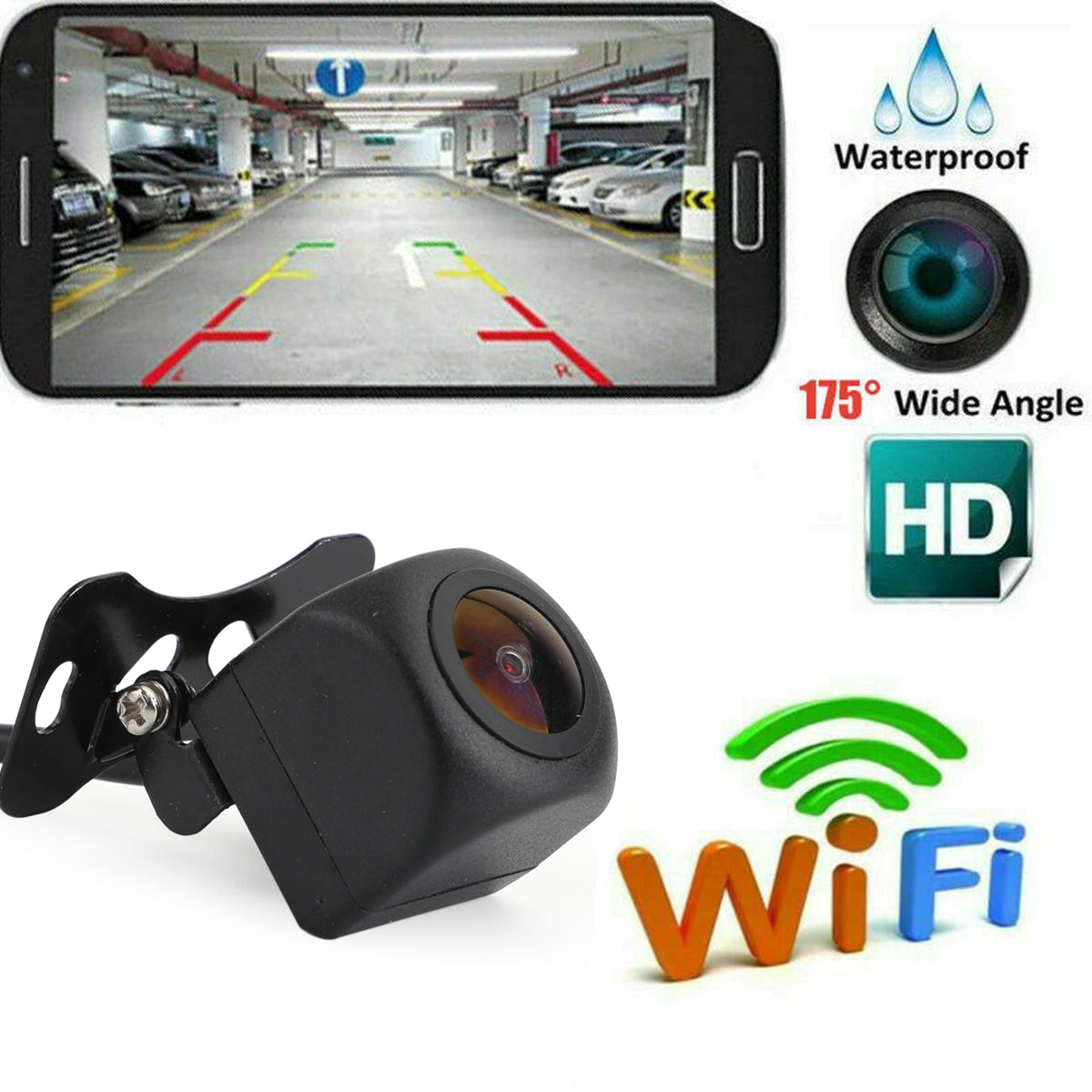 175° WiFi Car Rear View Rückfahrkamera Backup Wireless Camera für iPhone Android