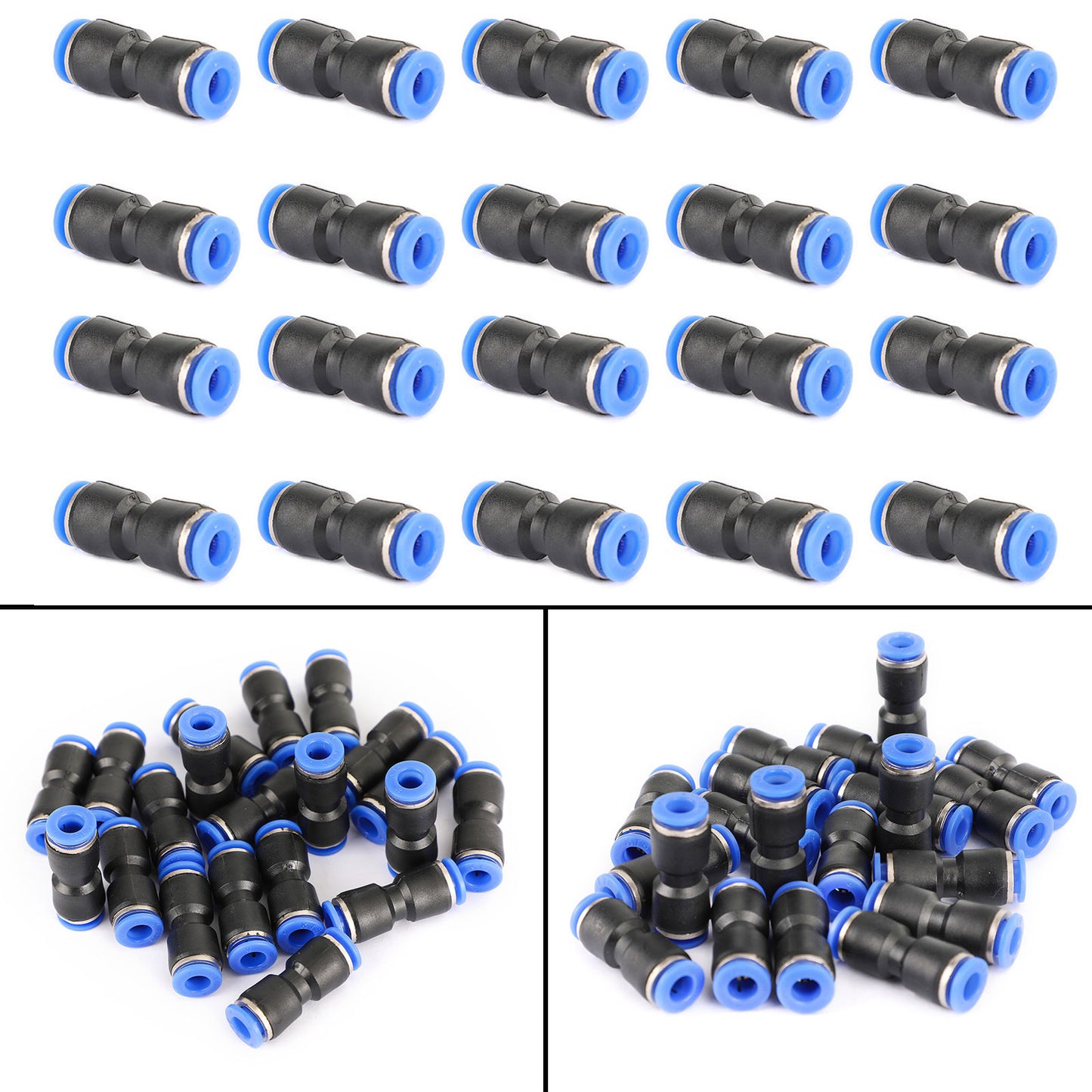 20 pièces connecteur pneumatique connecteur de tuyau connecteur d'air comprimé droit 1/4"