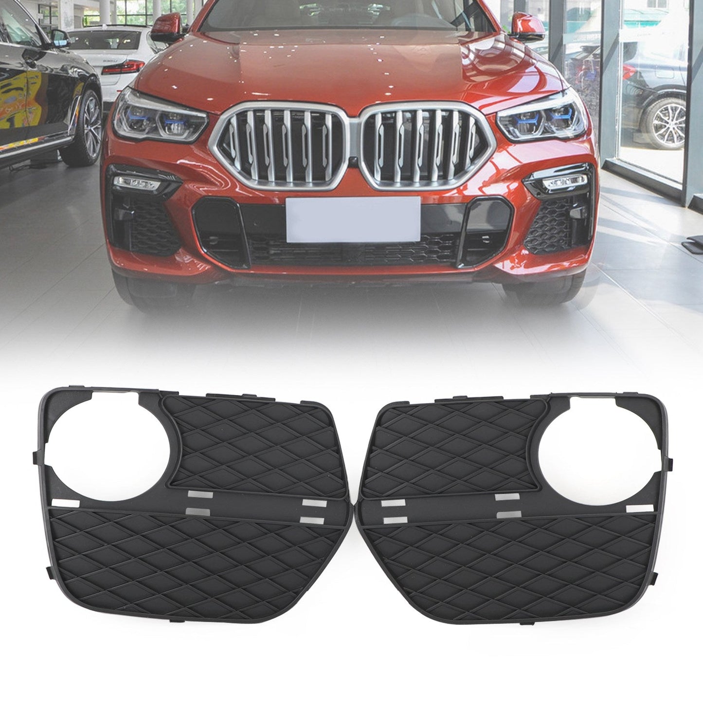 2x Front Bumper Closed Grid Fog Light Grille Left & Right Fit BMW X6 2012-2014