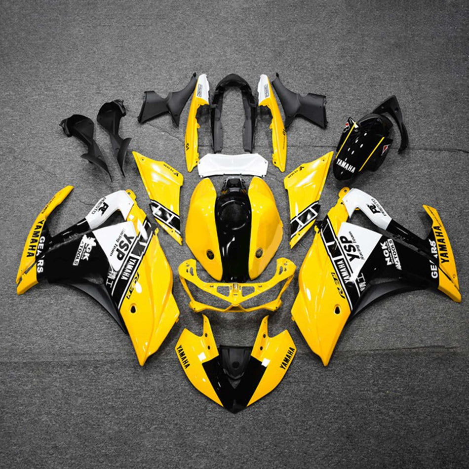 Kit de vente Amotopart Yamaha 2014-2018 YZF R3 &amp; 2015-2017 YZF R25 Kit de carénage jaune noir