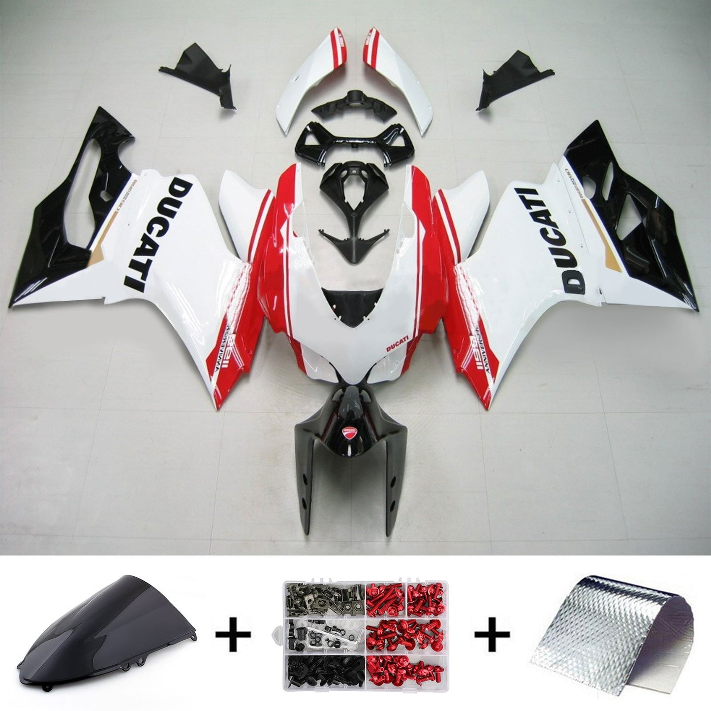 Amotopart Ducati 2012-2014 1199/899 Noir Blanc kit de carénage rouge