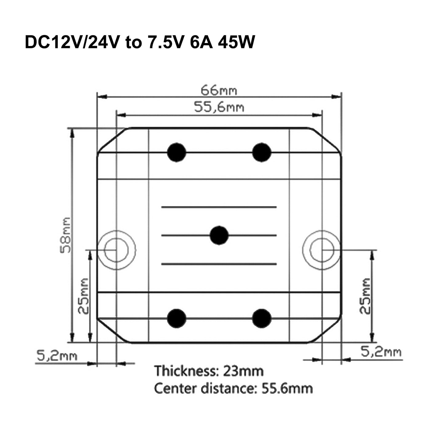 DC Spannungsregler Buck Converter DC 12/24V bis 7,5V 6A 45W Step Down Reducer