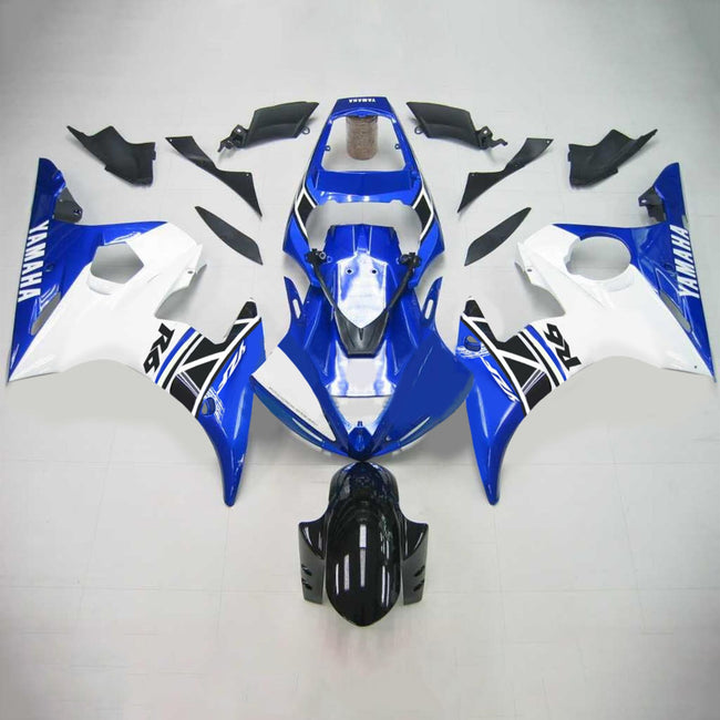 Amotopart Yamaha 2003-2004 YZF 600 R6 & 2006-2009 YZF R6S White Blue Fairing Kit