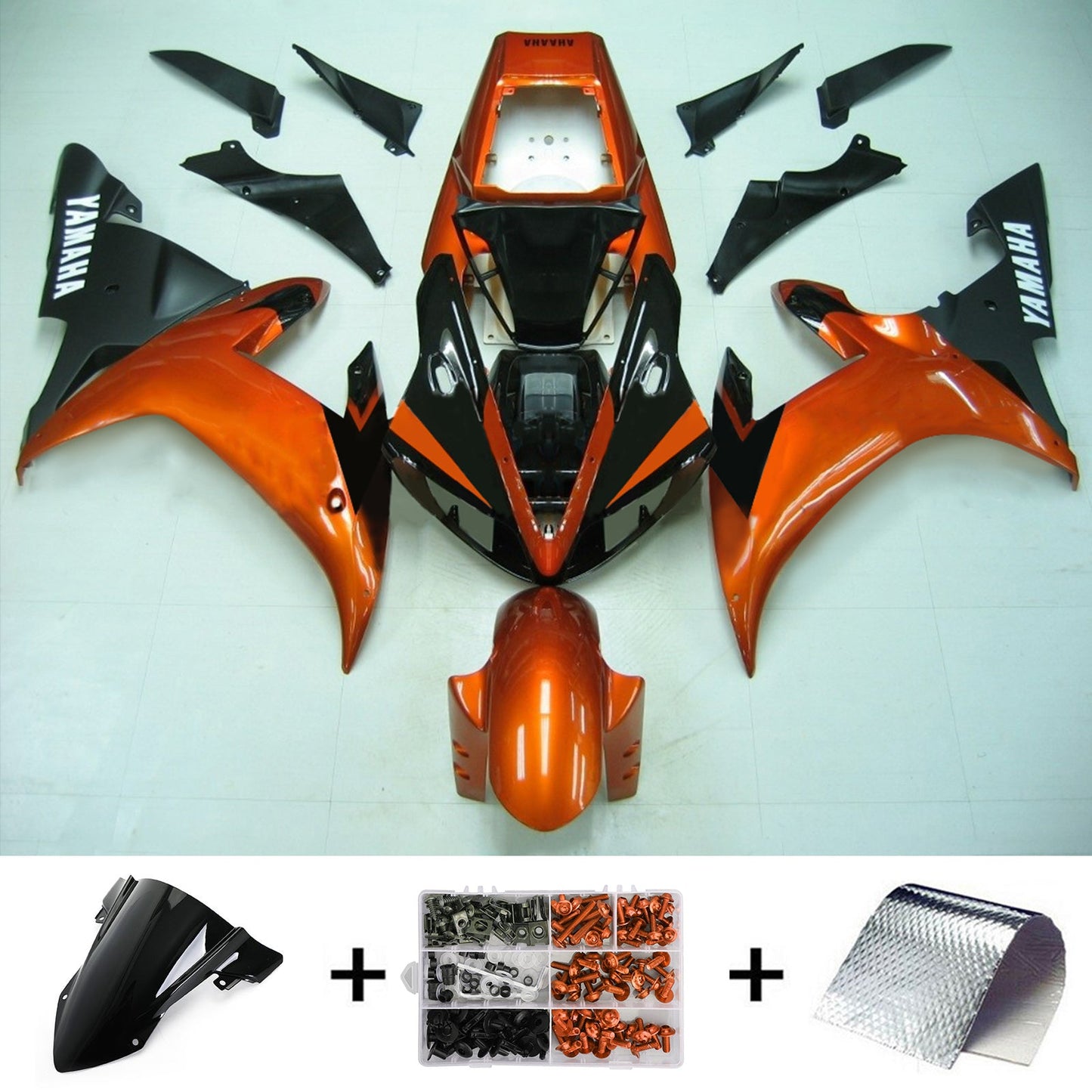 Amotopart Yamaha 2002-2003 YZF 1000 R1 Orange mit Schwarzverkleidungskit