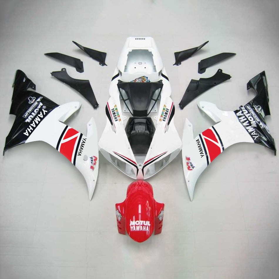 Amotopart Yamaha 2002-2003 YZF 1000 R1 Blanc avec kit de carénage rouge