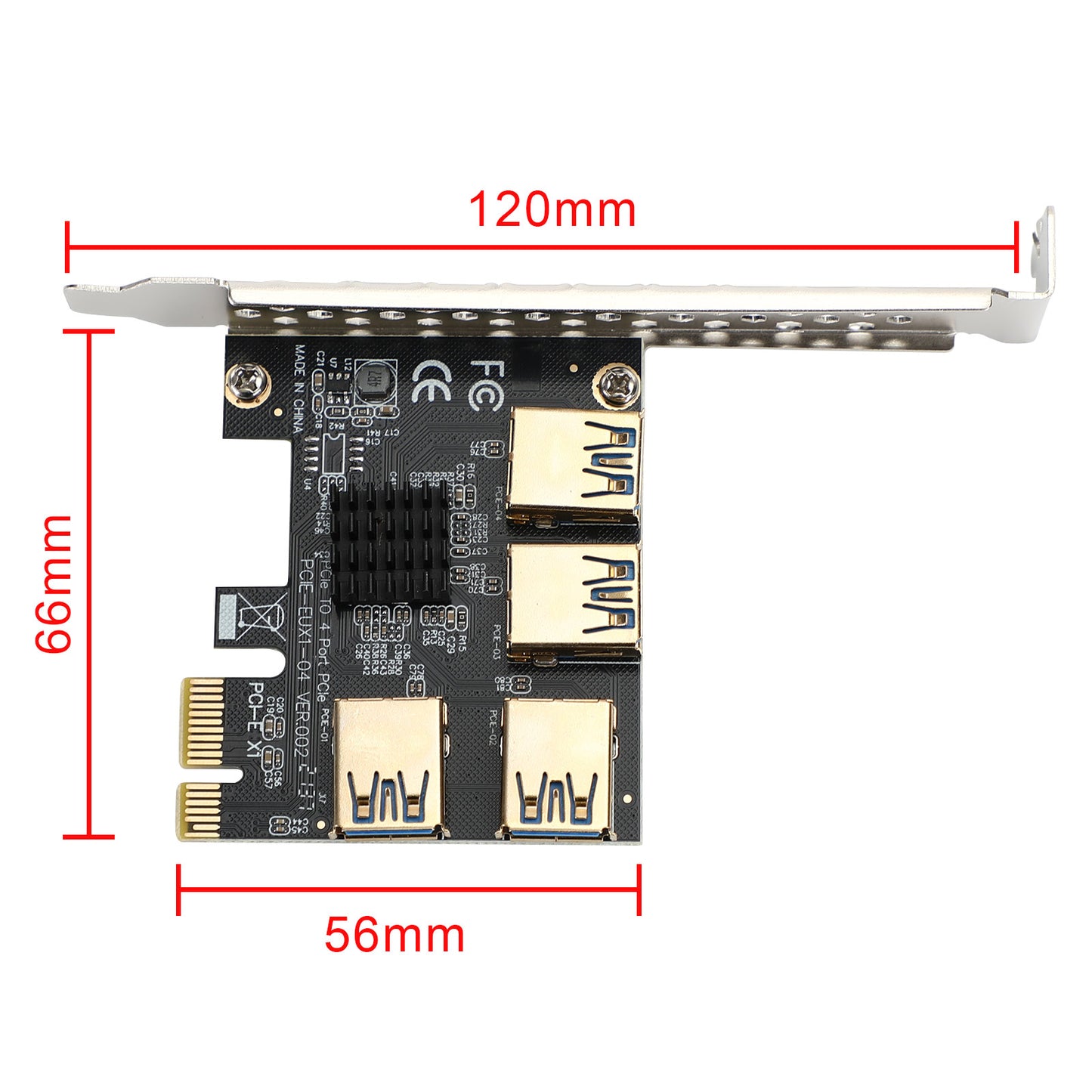 4 Ports PCIe Riser Adapter Board PCI E 1x to 4 USB 3.0 PCI E für Bitcoin Mining