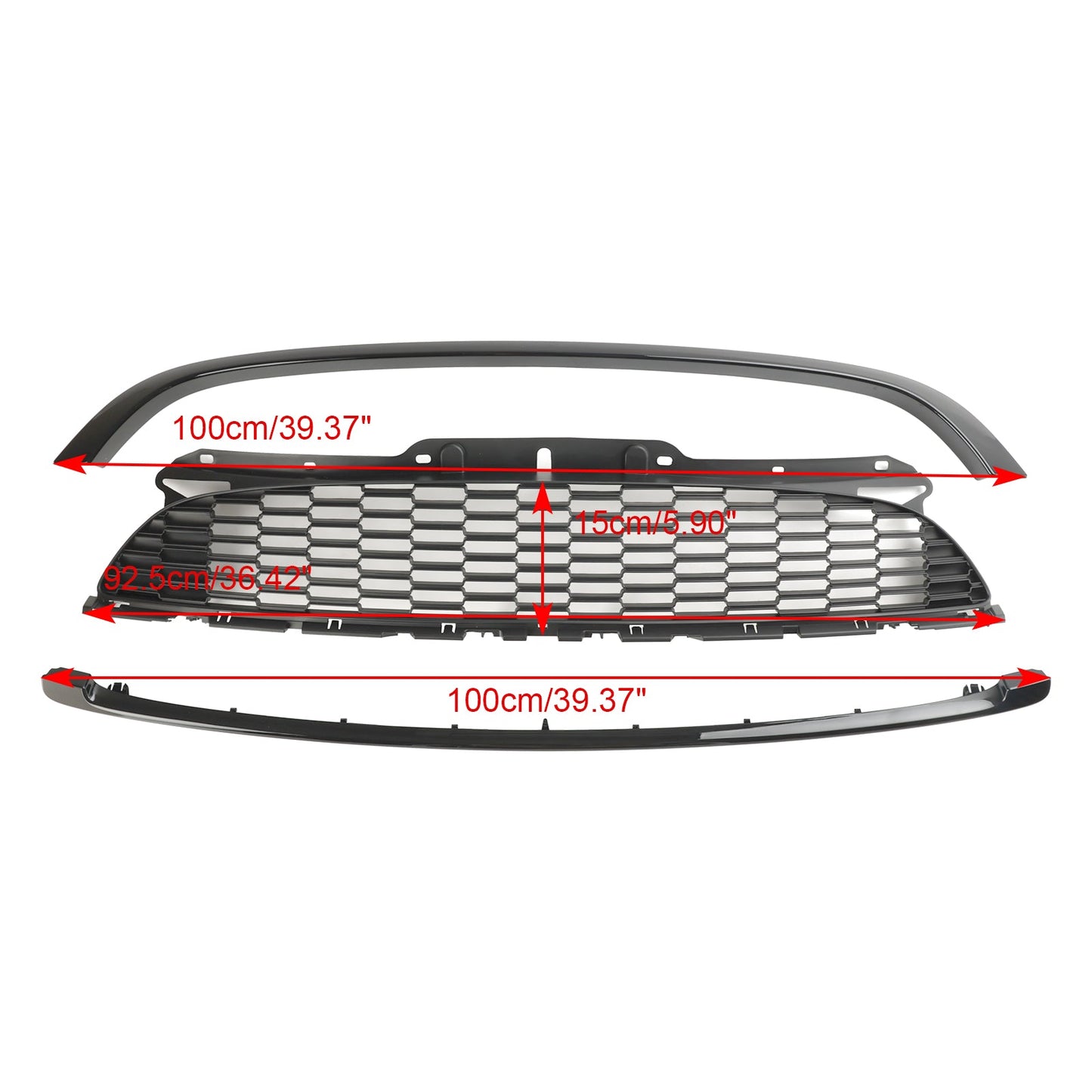 MINI R57 Cooper S &amp; JCW 2-Türer Cabrio 2009–2013, 3 Stück, gl?nzend schwarzer Frontgrill