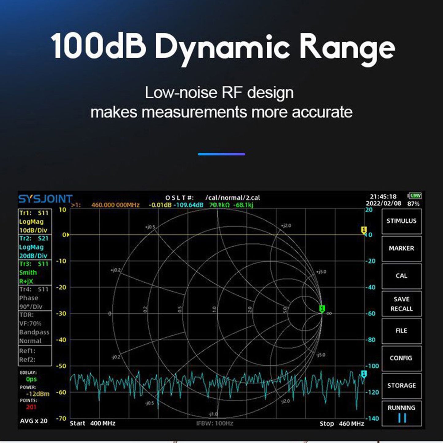 SV4401A 50 kHz-4,4 GHz Vektornetzwerk-Vektoranalysator 100 dB dynamischer NanoVNA