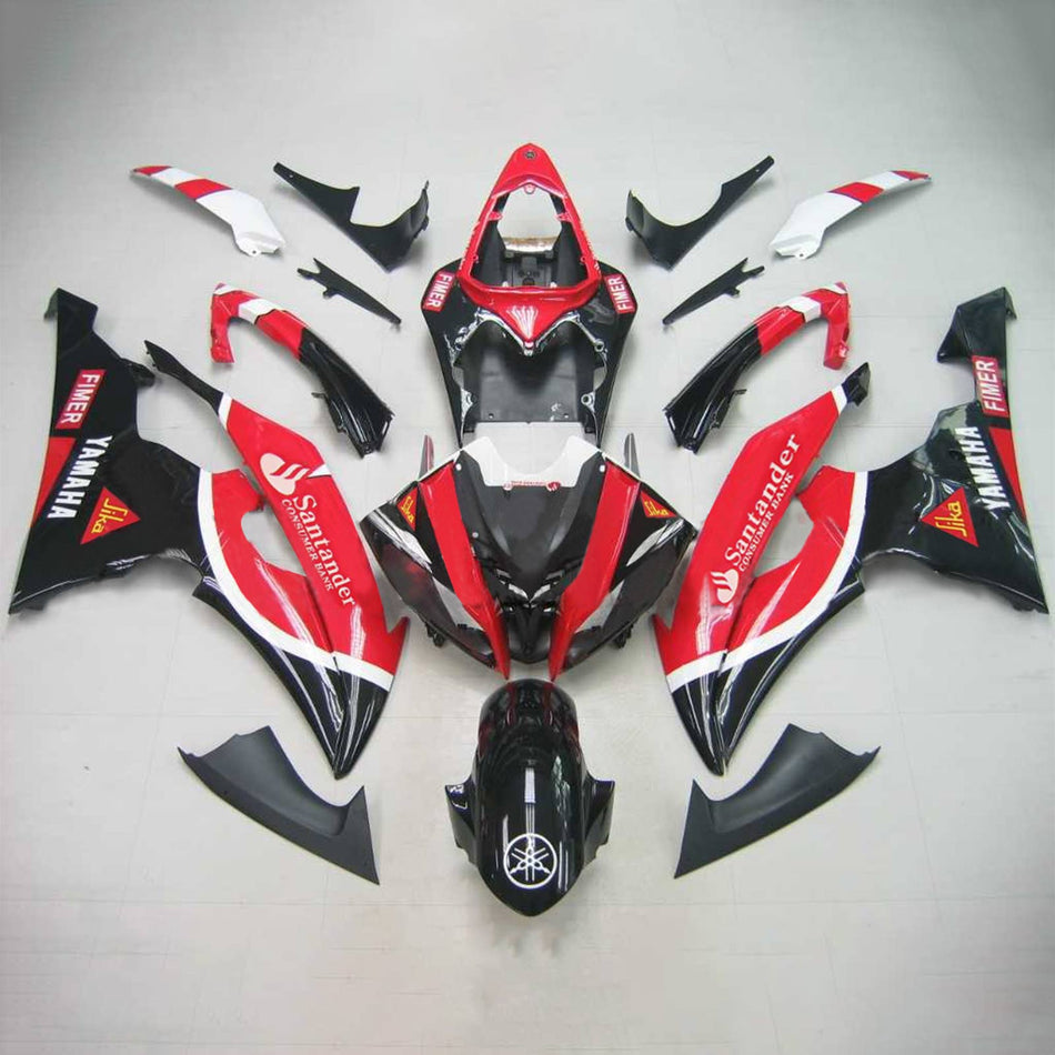 Amotopart Yamaha 2008-2016 YZF 600 R6 Kit de carénage noir rouge