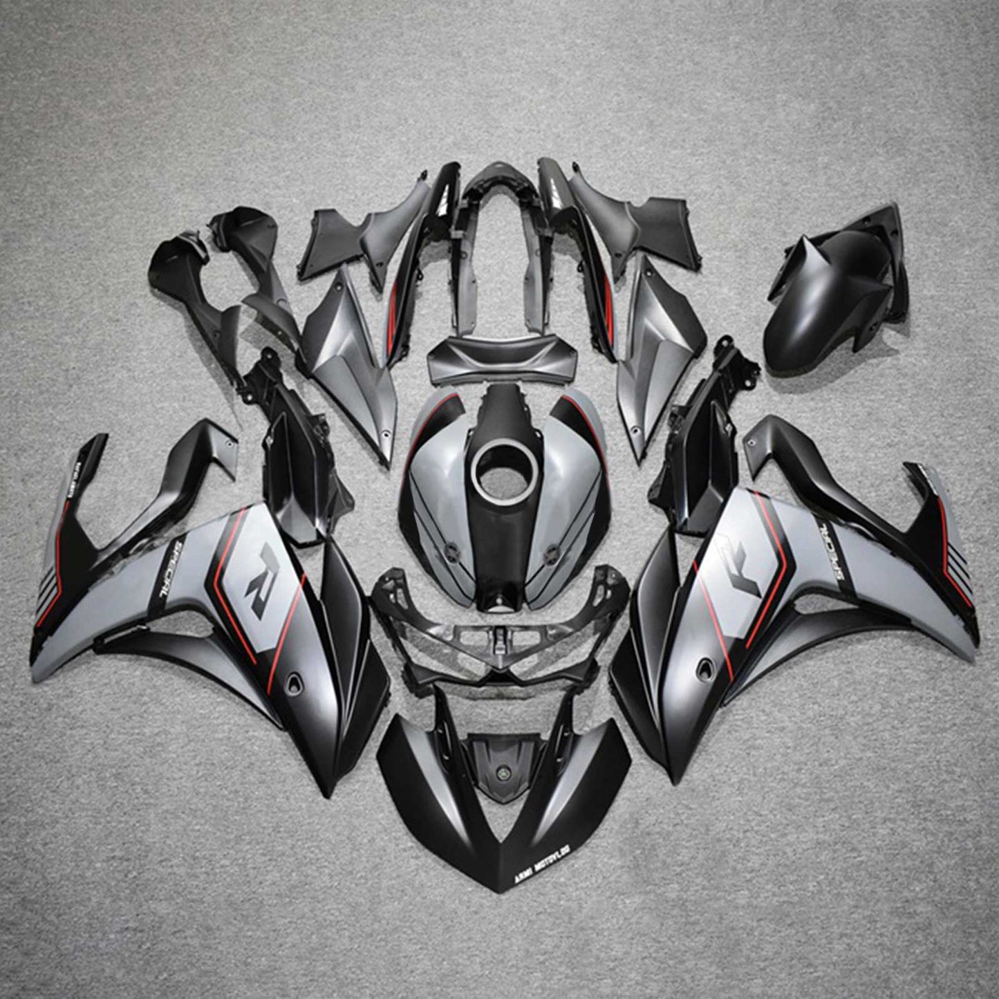 Amotopart-Verkaufskit Yamaha 2014-2018 YZF R3 & 2015-2017 YZF R25 Black Mix Grey Abzugskit