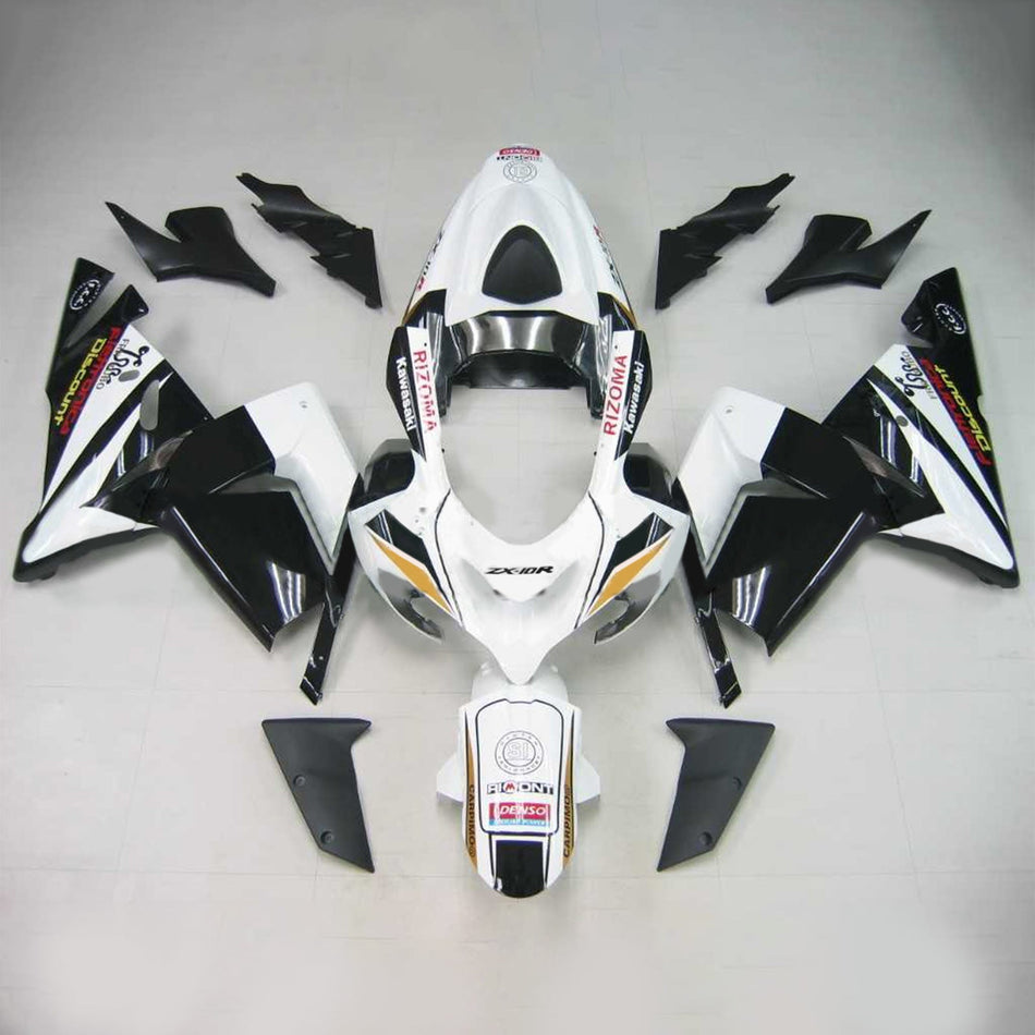 Amotopart Kawasaki 2004-2005 ZX10R Kit de carénage noir et blanc