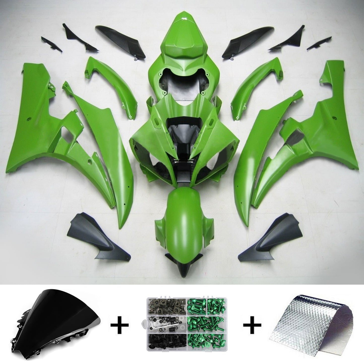 Amotopart Yamaha 2006-2007 YZF 600 R6 Green Fearing Kit