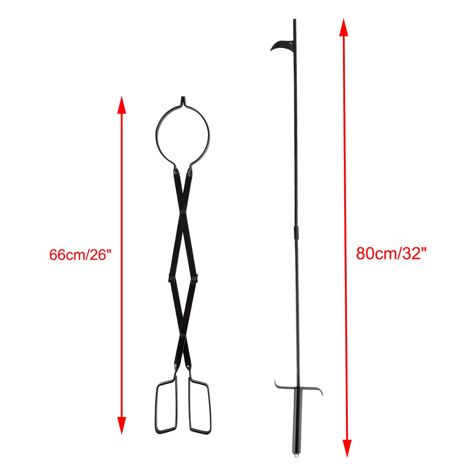 2 STüCKE Herd Werkzeug Kamin Set Feuer Werkzeuge Set Lagerfeuerzange Feuerhaken Schwarz