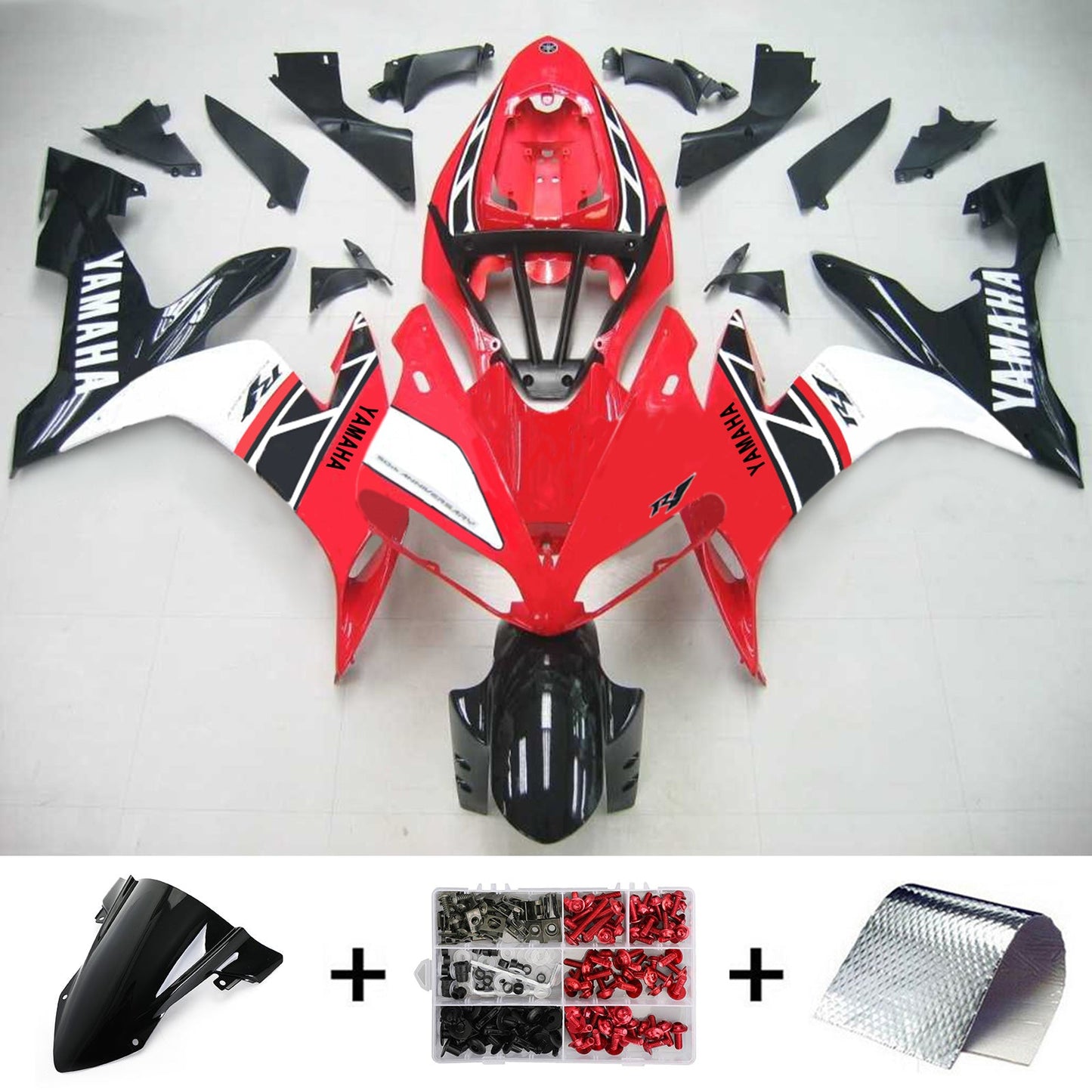 Amotopart Yamaha 2004-2006 YZF 1000 R1 Red White Black Dehnung Kit