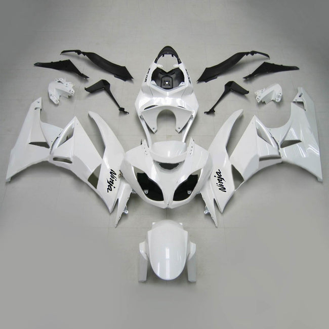 Amotopart Kawasaki 2009-2012 ZX6R 636 White Black Fearing Kit