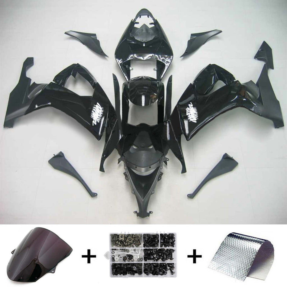 Amotopart Kawasaki ZX10R 2008-2010 GLOSSY & MATT Schwarzer Verkleidung Kit