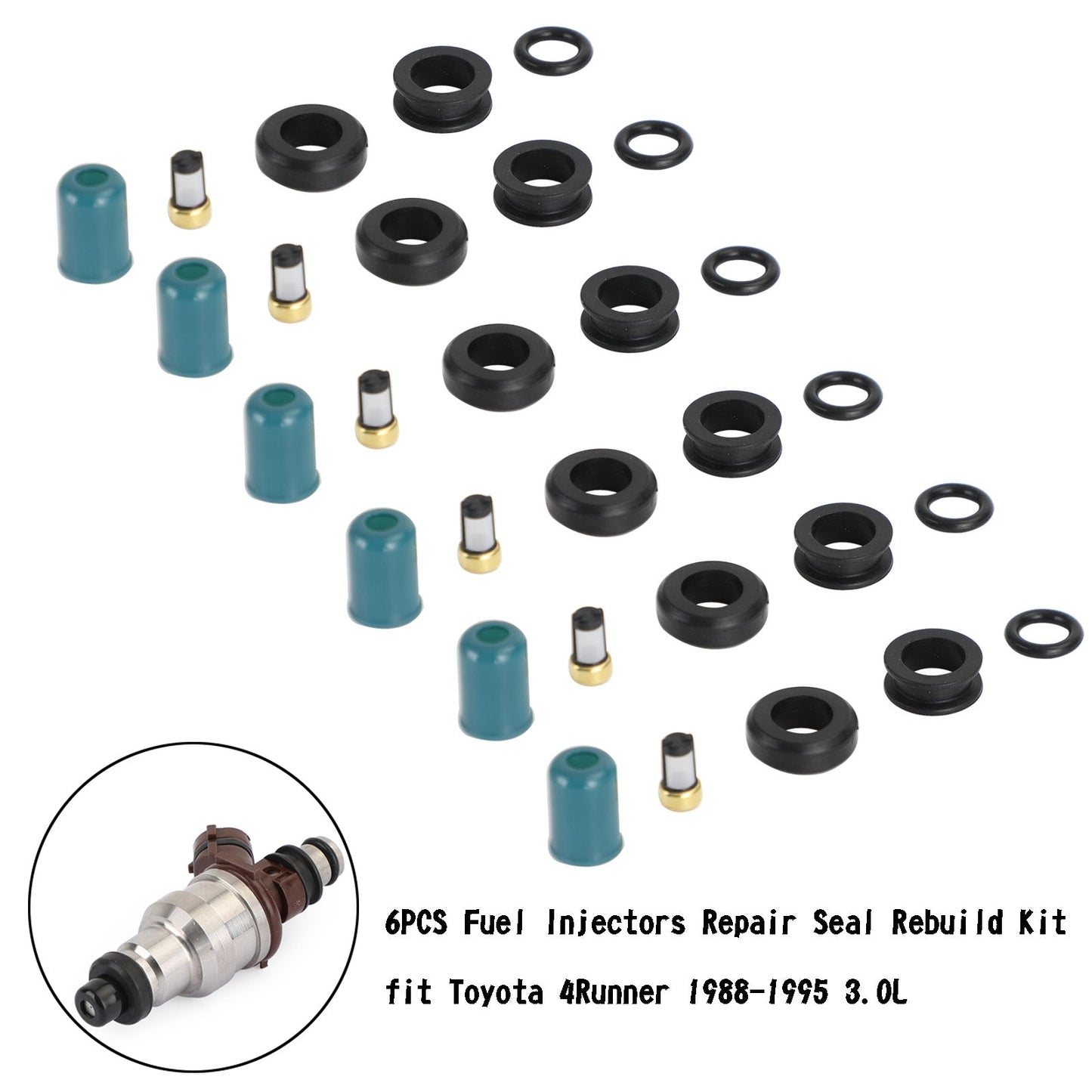 6pcs Kraftstoffeinspritzdüsen Reparaturversiegelung REBUILD KIT FIT TOYOTA 3VZE 1988-1995 3.0L Generikum