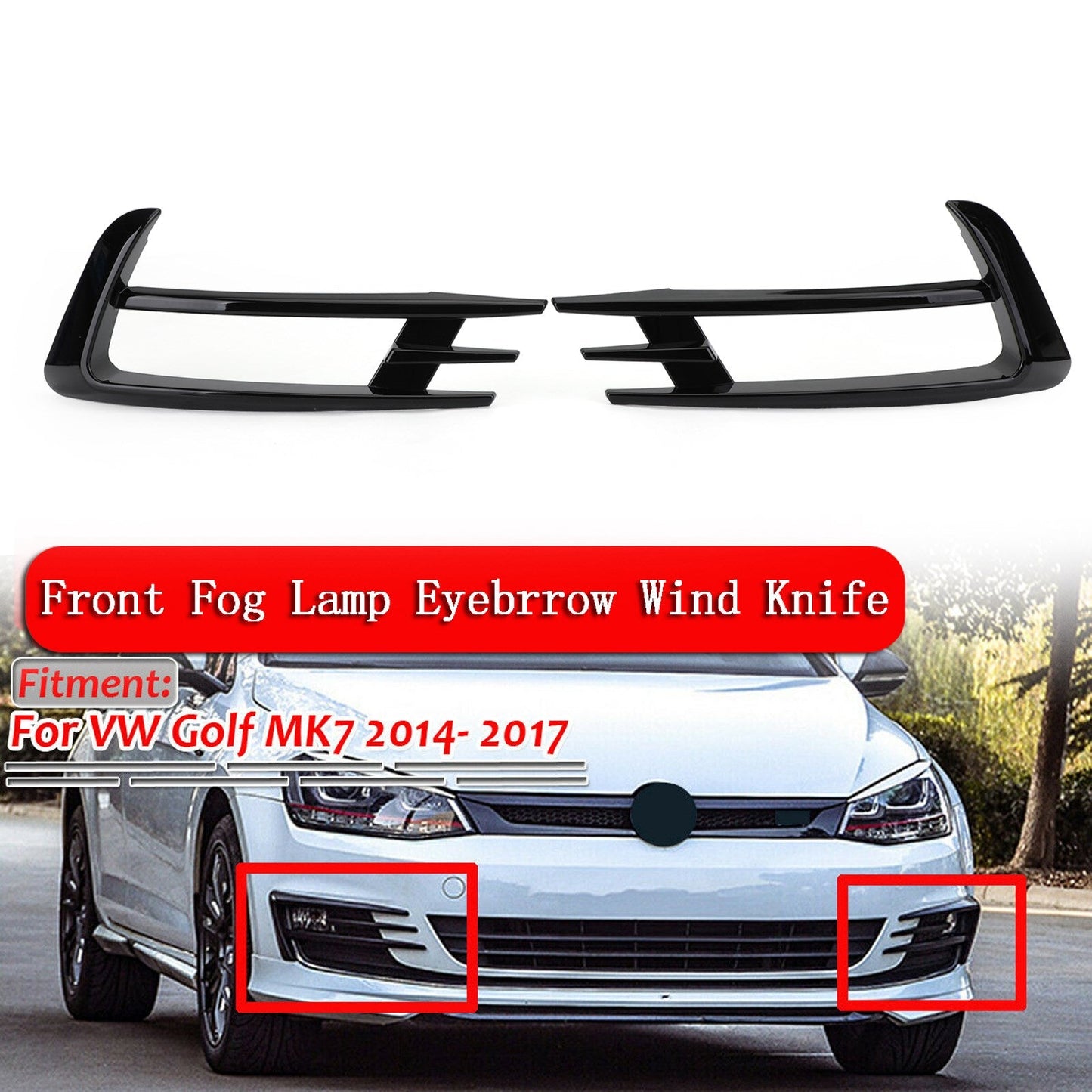 2pcs schwarze vordere nebel leichte lampe Augenbrauenabdeckung für VW Golf 7 MK7 2014-2017
