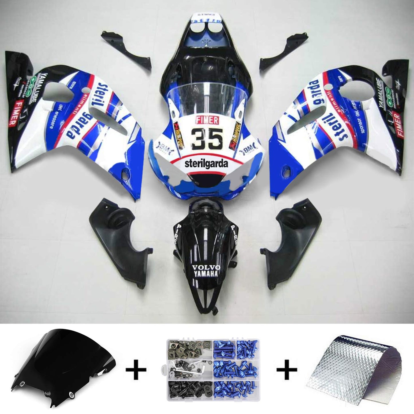 Amotopart Yamaha 1998-2002 YZF 600 R6 Blue White Nr. 35 Abzugskit