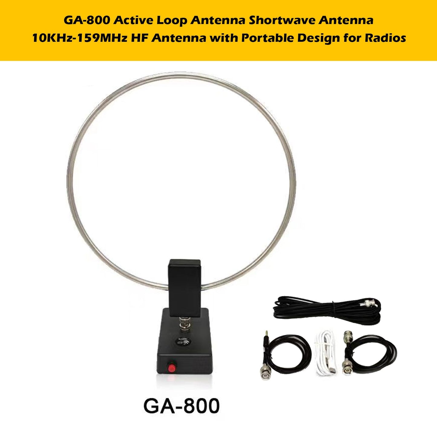 GA-800 Aktive Schleifenantenne Kurzwellenantenne 10KHz-159MHz HF-Antenne für Funkgeräte
