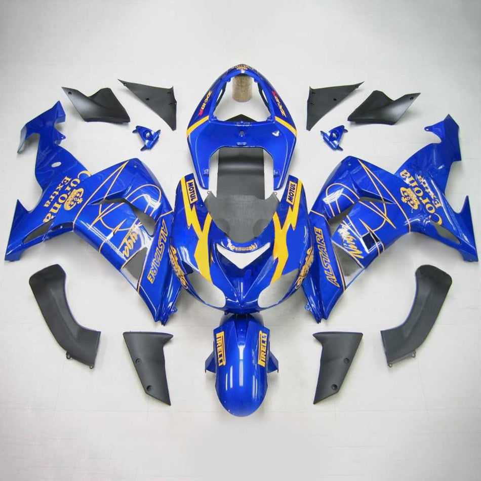 Amotopart Kawasaki ZX10R 2006-2007 Kit carénage bleu jaune