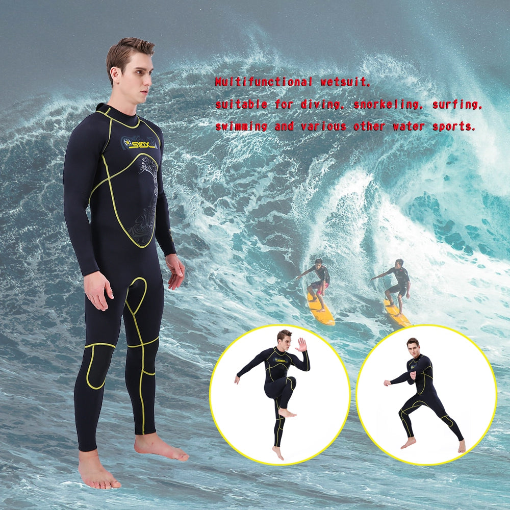 3MM Homme Combinaison de Surf Combinaison de Plongée Corps Complet Snorkeling Triathlon