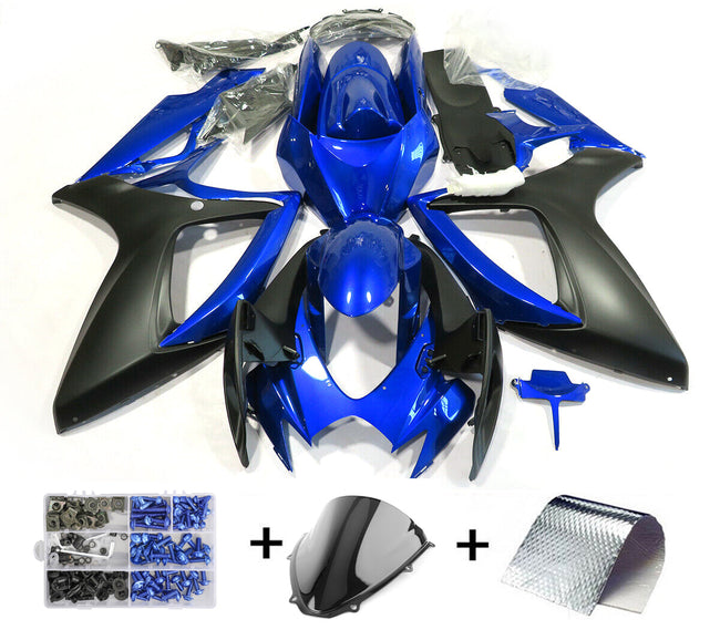 AMOTOPART FAINGEN SUZUKI GSXR600 750 2006-2007 Verkleidungsverkleidung Blaues Schwarzverkleidungskit