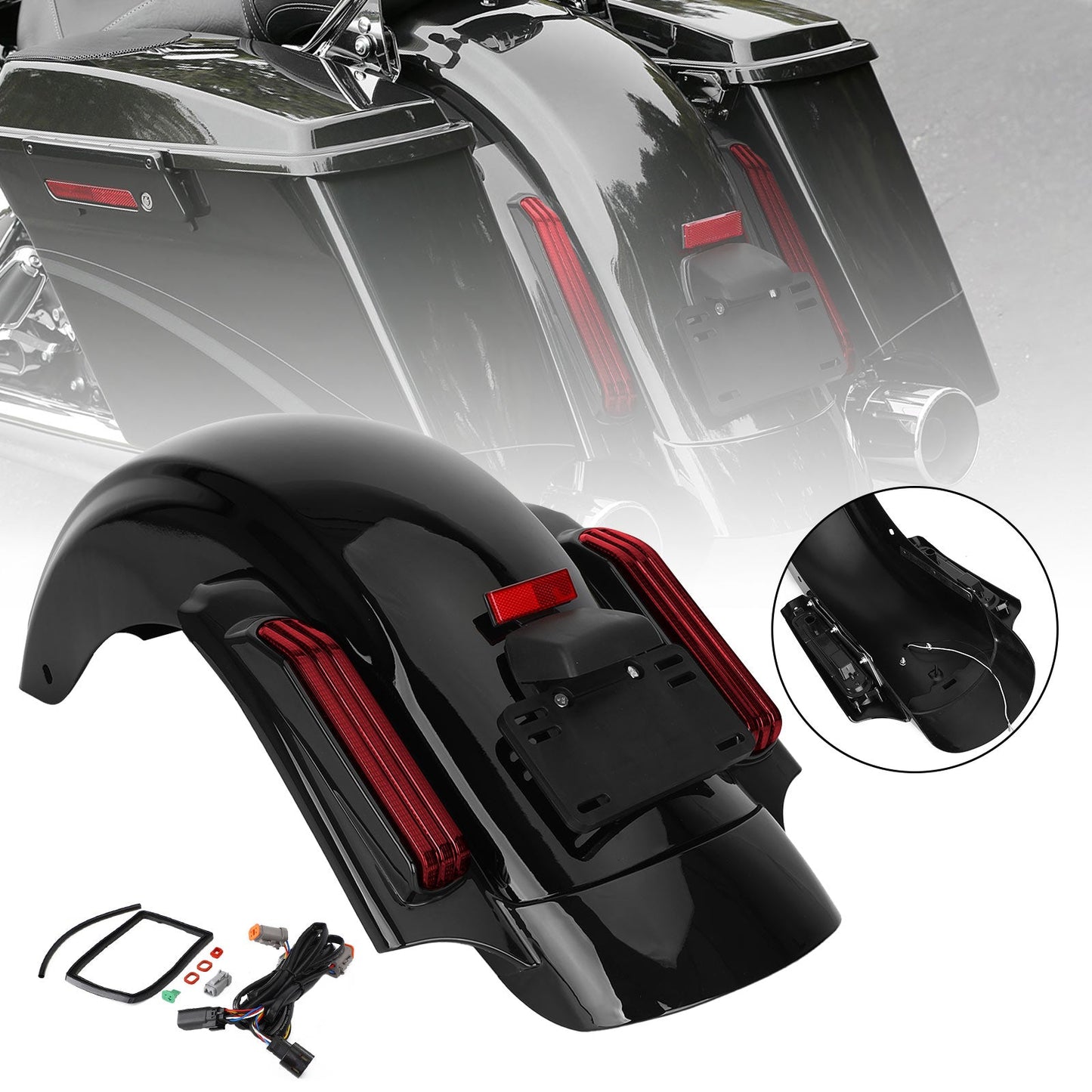 LED-Heckfendersystem für Harley Touring Road King Glide 14-Up CVO Style Generic