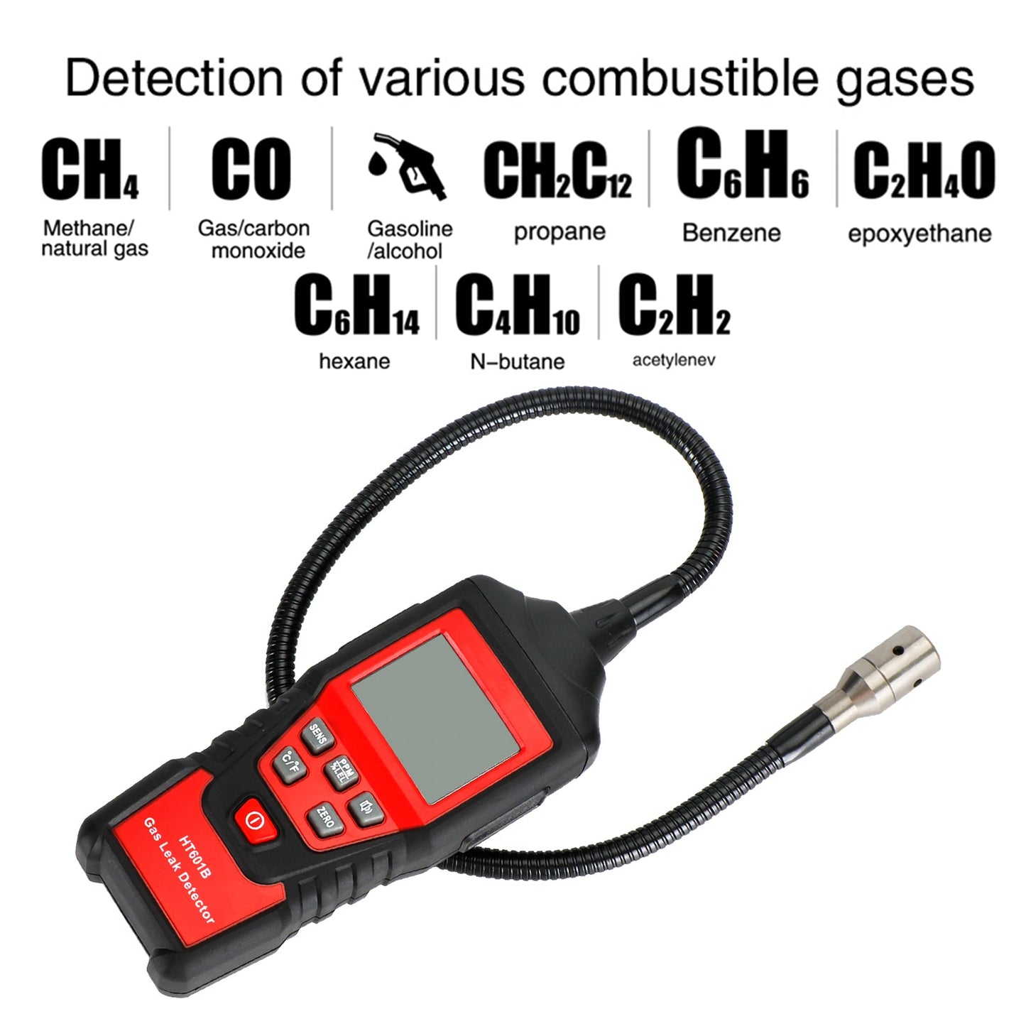 Détecteur de gaz combustible portable Testeur LCD Fuite visuelle du détecteur de fuite de gaz