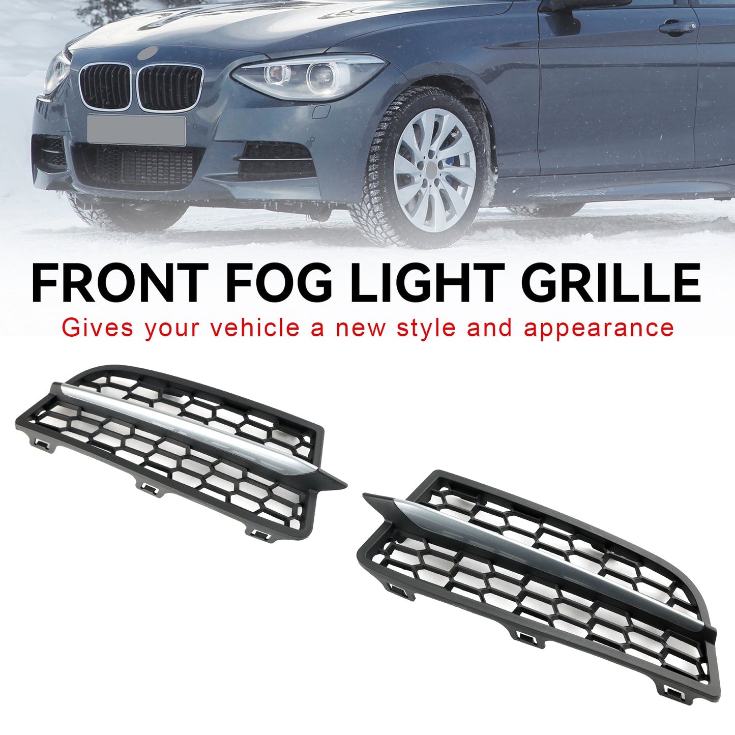 2 Stück Frontstoßstangen-Nebelscheinwerfer-Abdeckung, Lünette, Grill, passend für BMW F20 F21 2011–2015