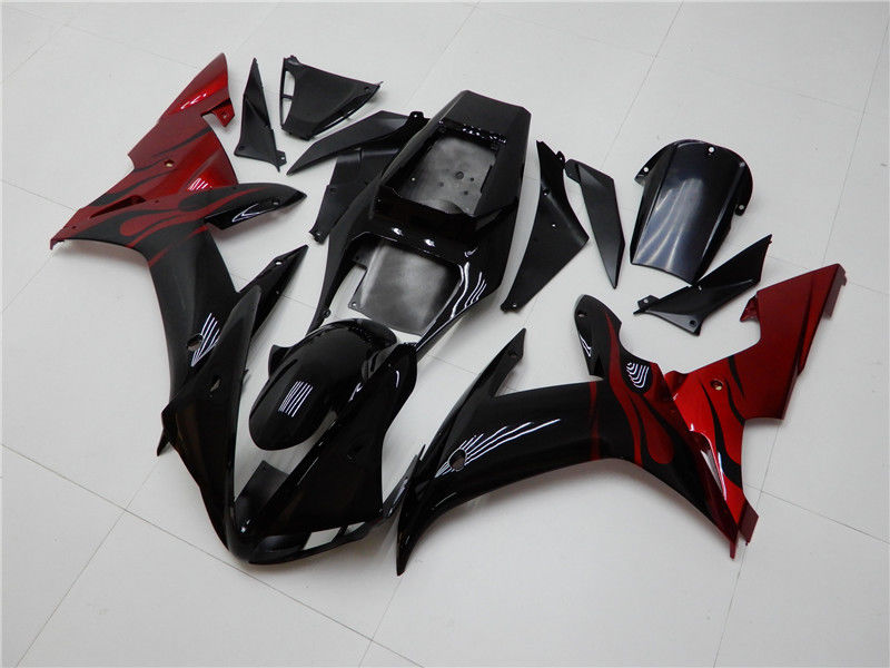 Amotopart ABS -Injektionsformverkleidungskit für Yamaha YZF R1 2002 2003 Black Red Generic