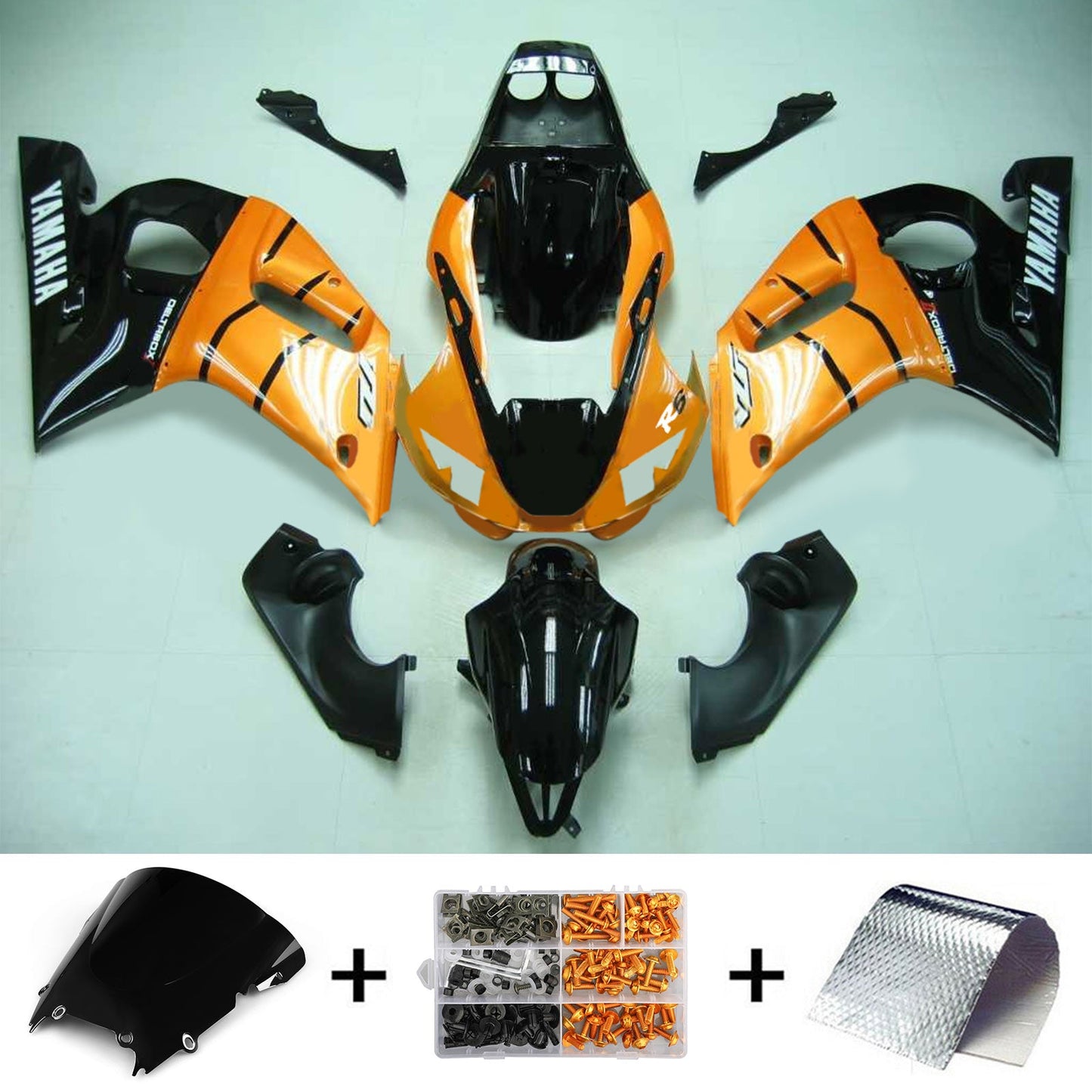 Amotopart Yamaha 1998-2002 YZF 600 R6 Schwarzorange Abzugskit